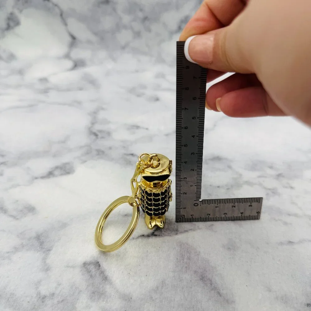 Paco Rabanne Phantom Robot Keychain, Gold & Black Metal Logo Design,4x1.5 in-NEW